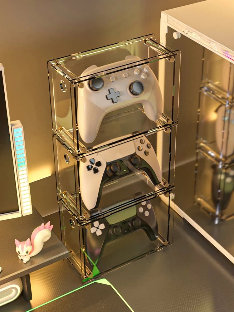Supporto per Controller PS5, Scatola di Stoccaggio per Nintendo Switch, Accessori da Gioco per Desktop, Ripiano per Dissipazione del Calore, Espositore Multistrato in Acrilico