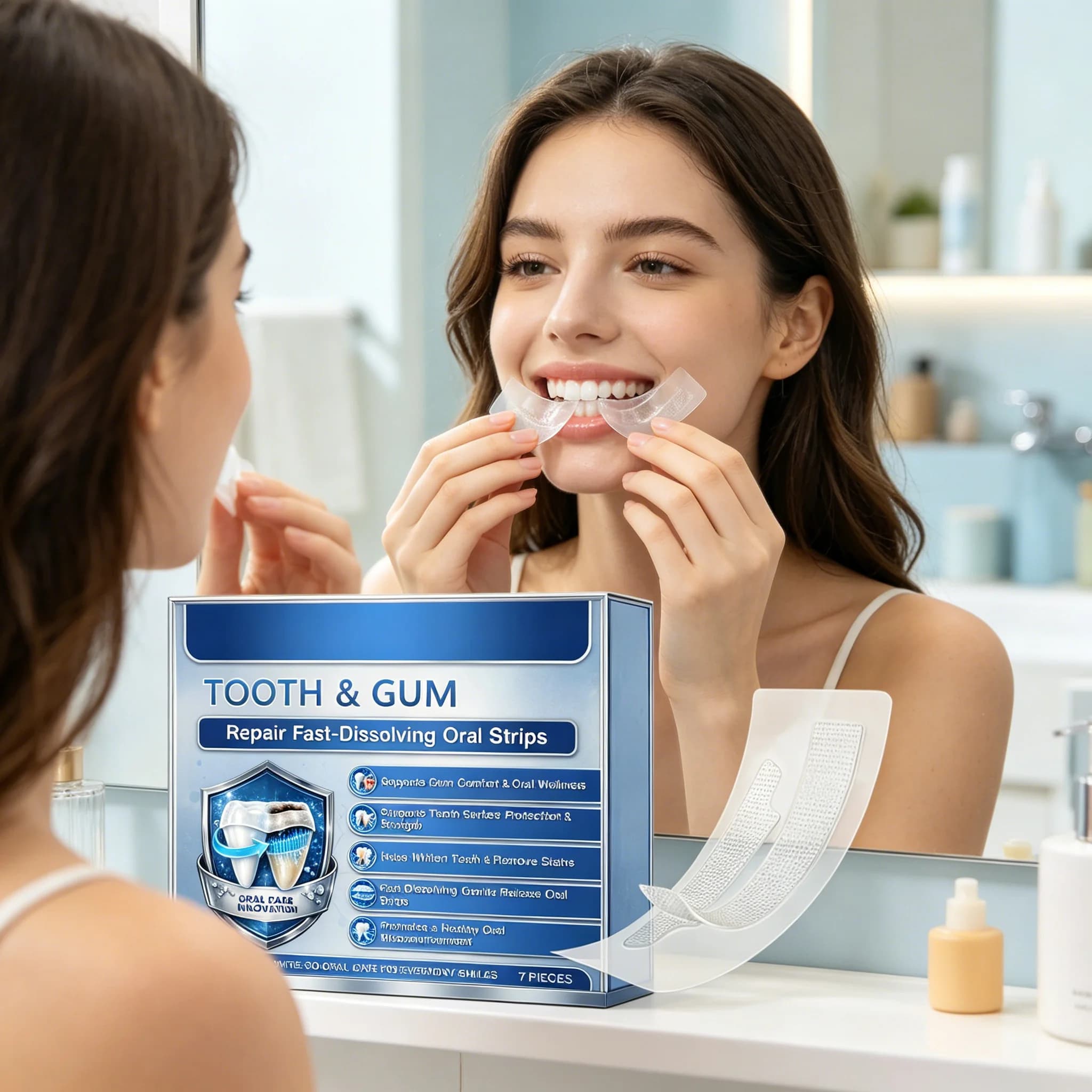 Nuovo tipo di cerotto per l'igiene orale - cerotto delicato per lo sbiancamento dei denti e la riparazione delle gengive, dissolve le macchie, adatto per la pulizia quotidiana