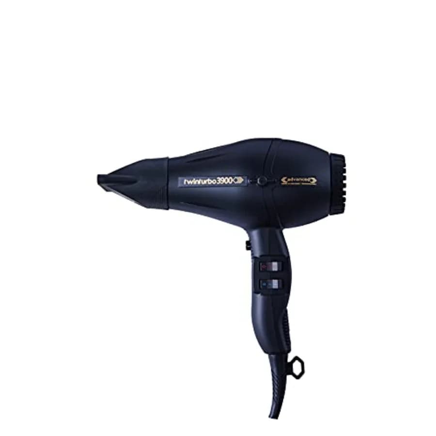 Asciugacapelli Turbo Power Twin Turbo 3900 Advanced in Nero per Asciugatura Rapida con Calore Elevato e Design Leggero