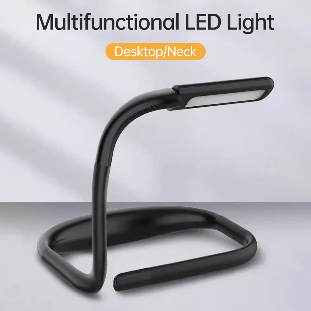 Rechargeable book light neck reading light with 3 colors adjustable brightness delicate table lamp for eyes folding arms for reading