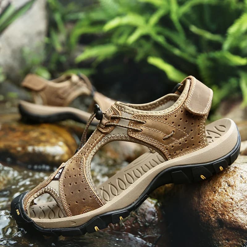 New Men's Sandals Soft Genuine Leather Sandals Shoes Outdoor Handmade Summer Shoes Comfort Roman Beach Sandals Large Size 38-48