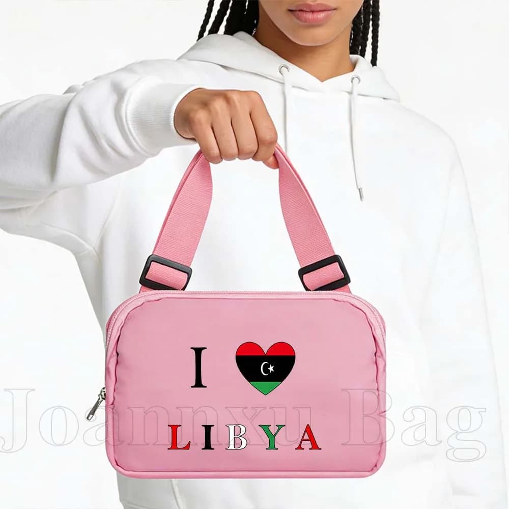Waterproof Sports Waist with Flag to Heart of Libya, for Race, Cycling, Gym, Jogging, Phone and Wallet