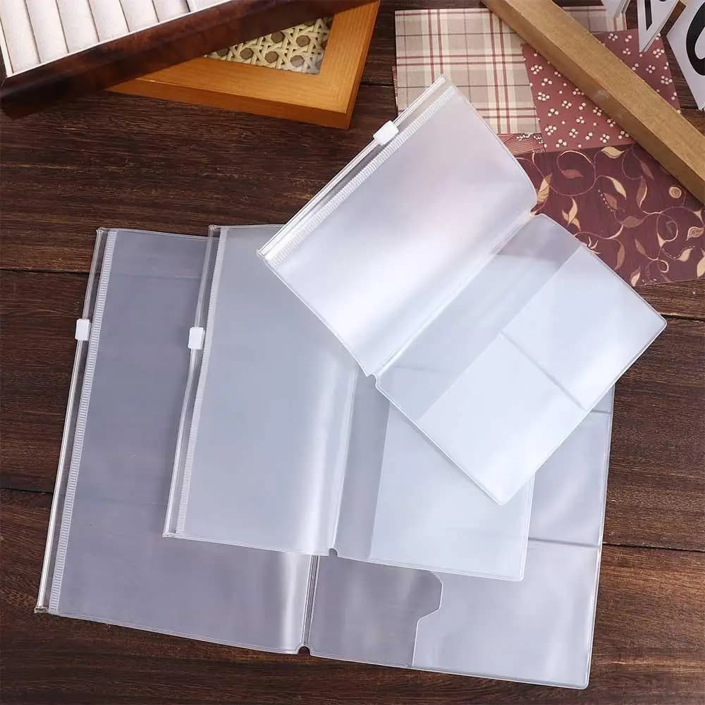 Borsa con cerniera standard per taccuino Midori Travelers Pocket Journal Planner, porta carte, borsa con cerniera in PVC, custodia per taccuino