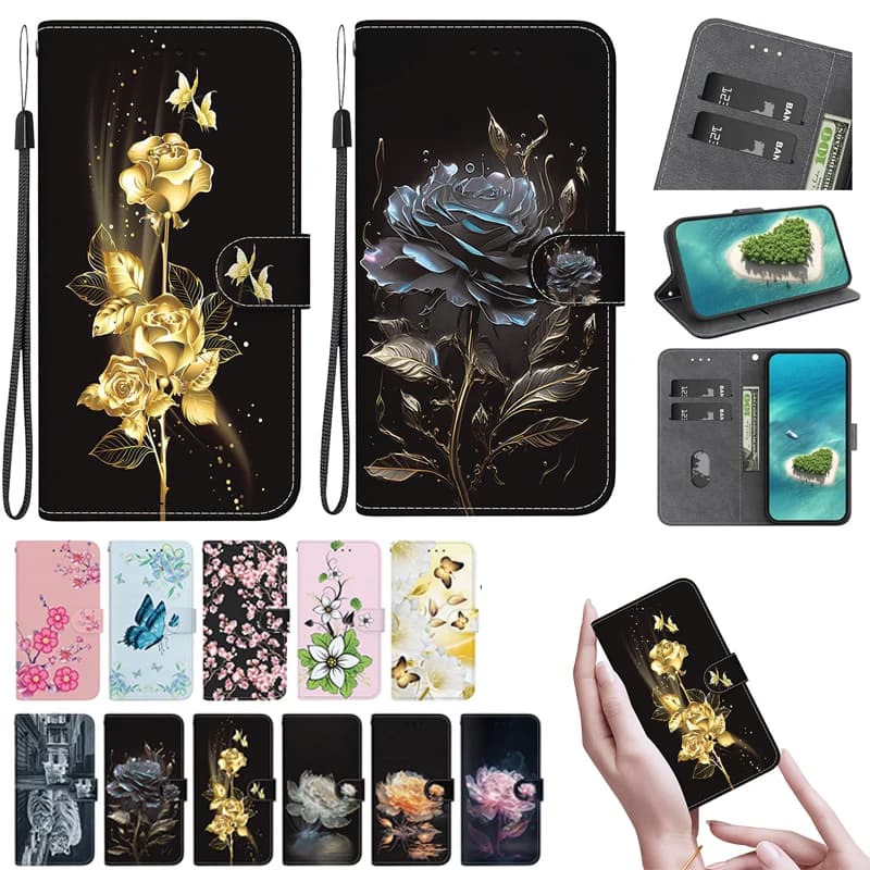 Custodia a portafoglio con supporto per Redmi A5 A4 A1 A2 Plus 4G A3 Pro K70E k20 K60 K70 K80 Pro K60 Ultra Flip Custodia a portafoglio con motivo dipinto