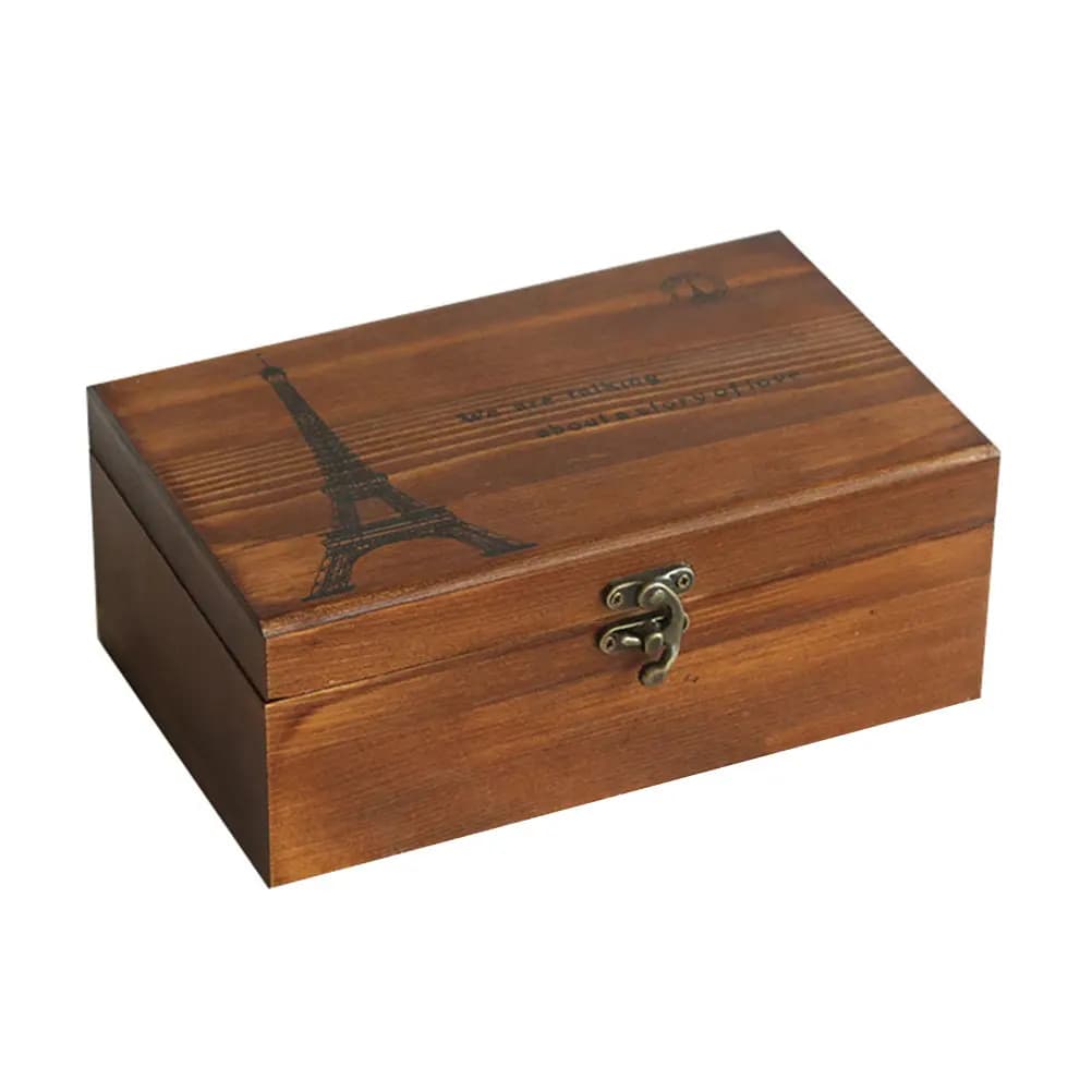 Needlework Box Large Capacity Sewing Kit Box Wooden Needle Thread Storage Container Secure Scissors Storage Retro Iron Lock