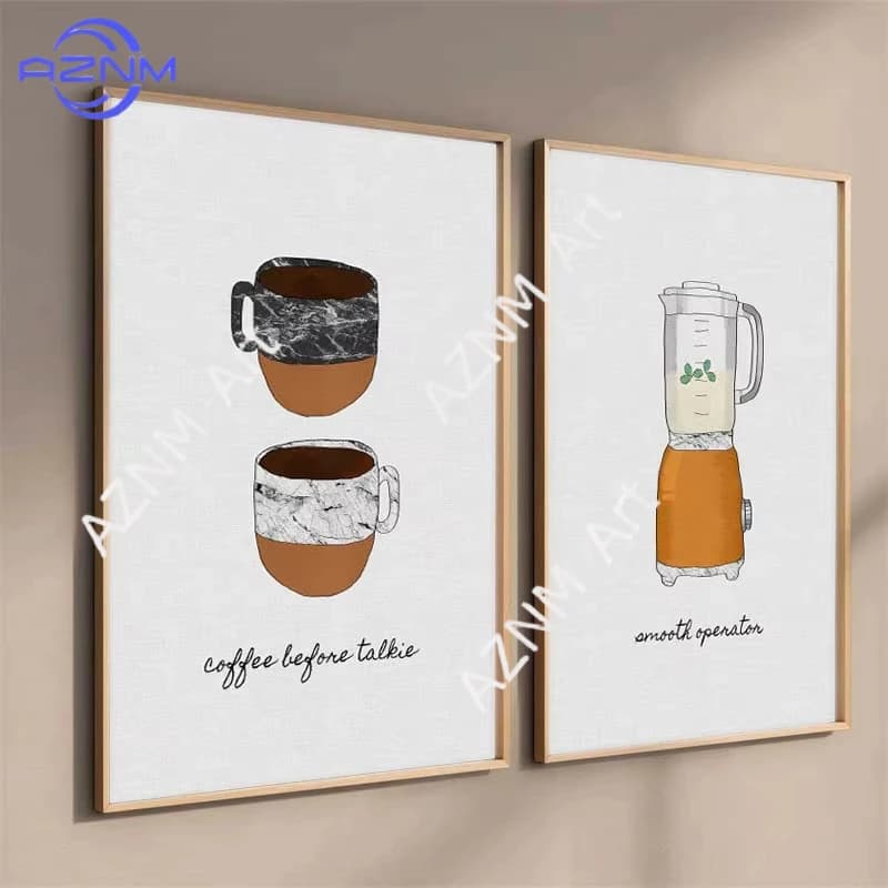1/2 Pezzi Quadri su Tela con Tostapane, Teiera, Caffettiera, Bollitore, Frullatore, Poster e Stampe Nordiche, Decorazioni Murali per Interni