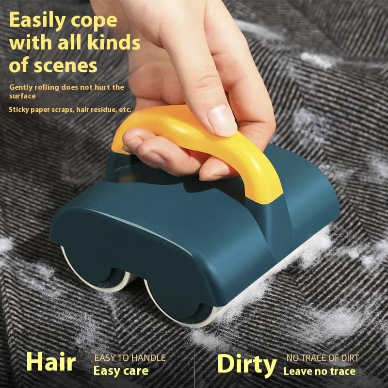 Levapelucchi a doppio rullo Rullo per peli appiccicosi e resistenti per mobili per vestiti Rimozione peli di animali domestici Riutilizzabile Lavabile