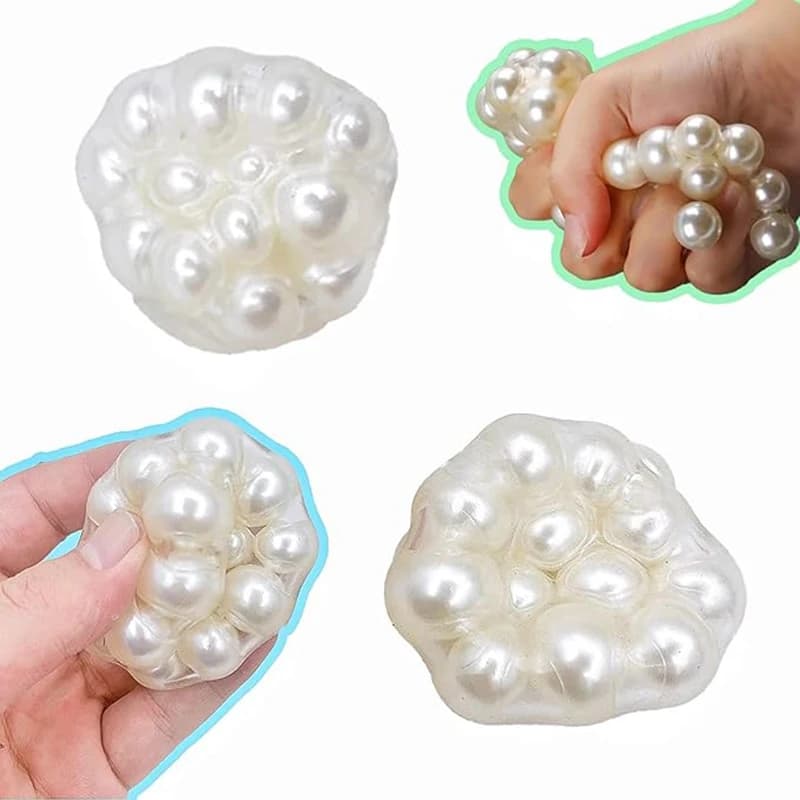 Palla squishy rumorosa d'uva fatta a mano per adulti Giocattoli sensoriali di perle bianche per bambini Alleviare lo stress Giocattoli da spremere