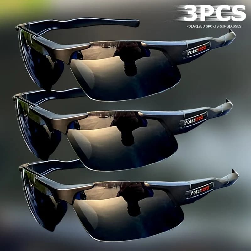 3PCS Polarized Cycling Glasses Half Frame Unisex Sunglasses for Outdoor Sports Camping Guide uv400 Camping Glasses