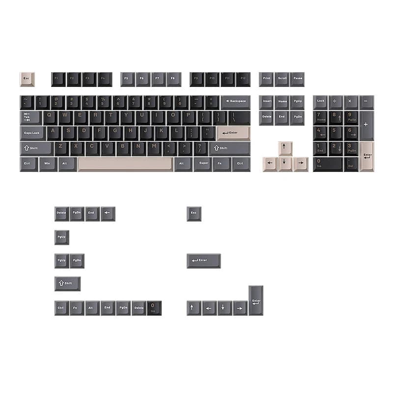 Set di Tasti per Tastiera Meccanica Neri e Grigi in Tre Pezzi - Disponibile all'Ingrosso per Spedizioni Transfrontaliere PBTSmall Complete SE