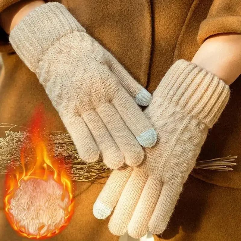 New Winter Gloves for Men and Women, Warm, Touchscreen, with Interior in Apples, Mirrors, in Wool Maid, for Cycling and Guide