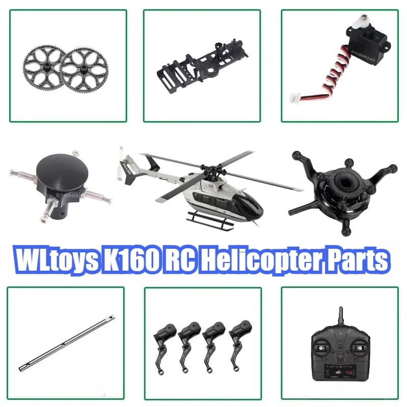 WLtoys K160 RC Parti dell'elicottero Servo Gear Rotore Telaio Motore di coda principale Batteria Biella Maple Leaf Cross Disk Carrello di atterraggio