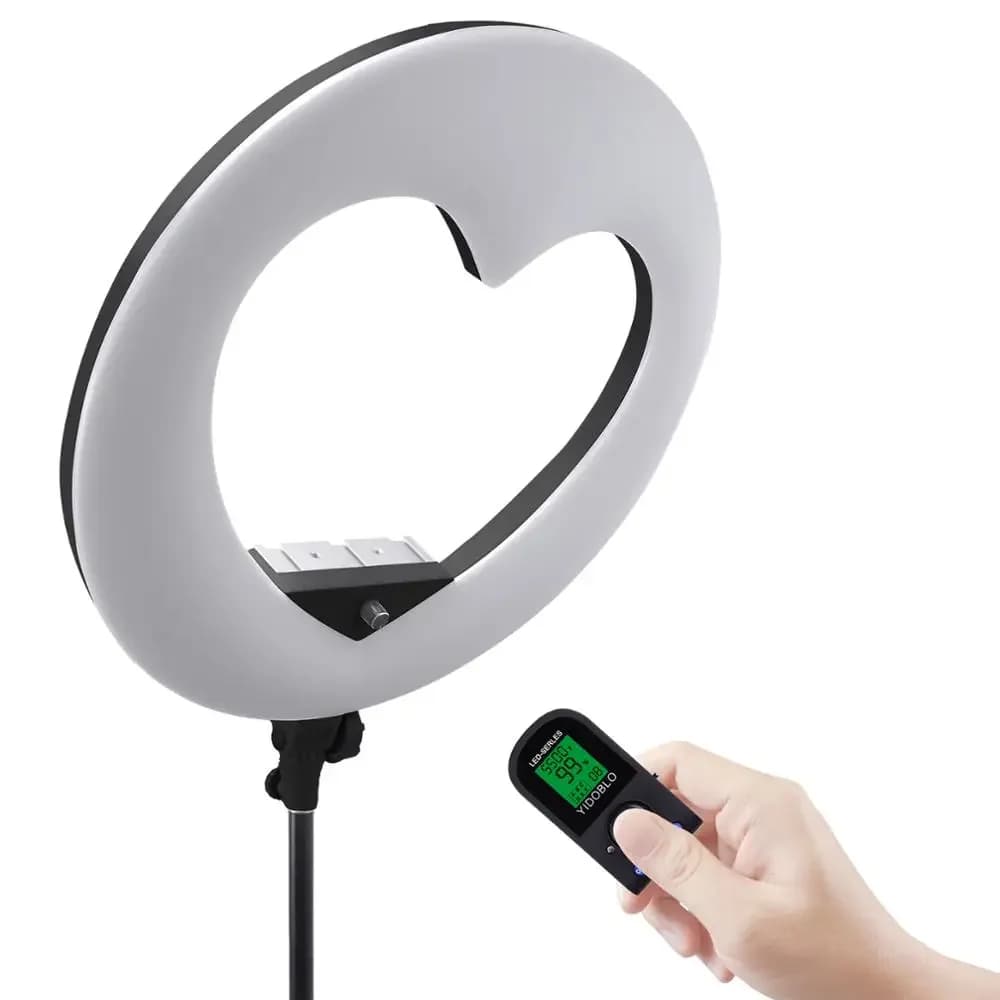 Luce ad Anello 96W per Trucco e Live Streaming, Lampada LED a Forma di Cuore per Selfie, YouTube, Foto e Video, con Telecomando per Telefono