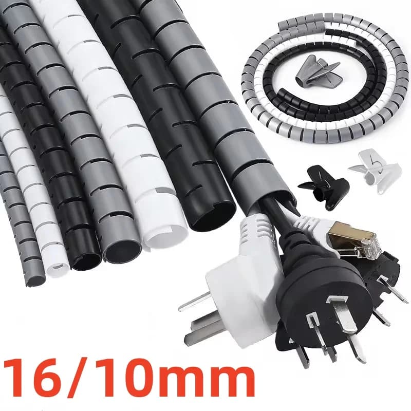Protezione per Cavi Flessibile a Spirale 2M 16/10mm, Organizzatore per Cavi, Tubo Protettivo per Cavi Computer, Clip Organizzatore, Strumenti di Gestione