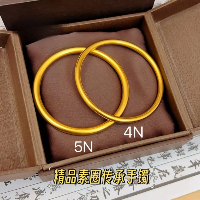Bracciale rigido di lusso in oro massiccio 24K autentico, realizzato con metodo antico, bracciale a polsino chiuso, patrimonio di famiglia