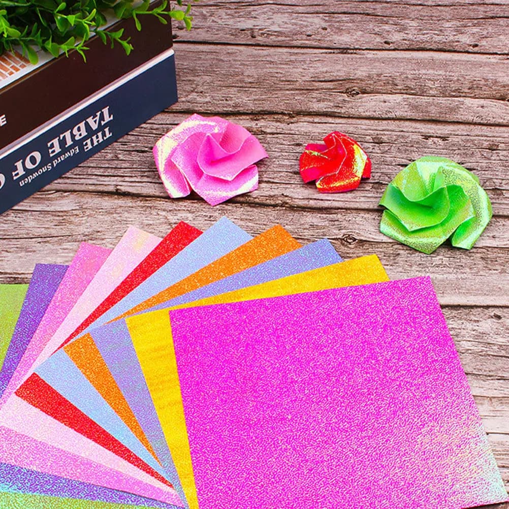 100Pcs High Quality Glitter Origami Paper Pearly Color Folding Sheets 10Cm 20Cm Square Craft Paper for DIY Art Decoration