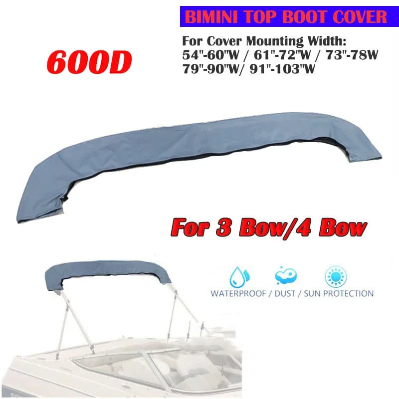 600D 3/4 Bow Bimini Top Boot Cover No Frame Yacht Boat Cover con cerniera Anti UV antipolvere copertura impermeabile accessori marini