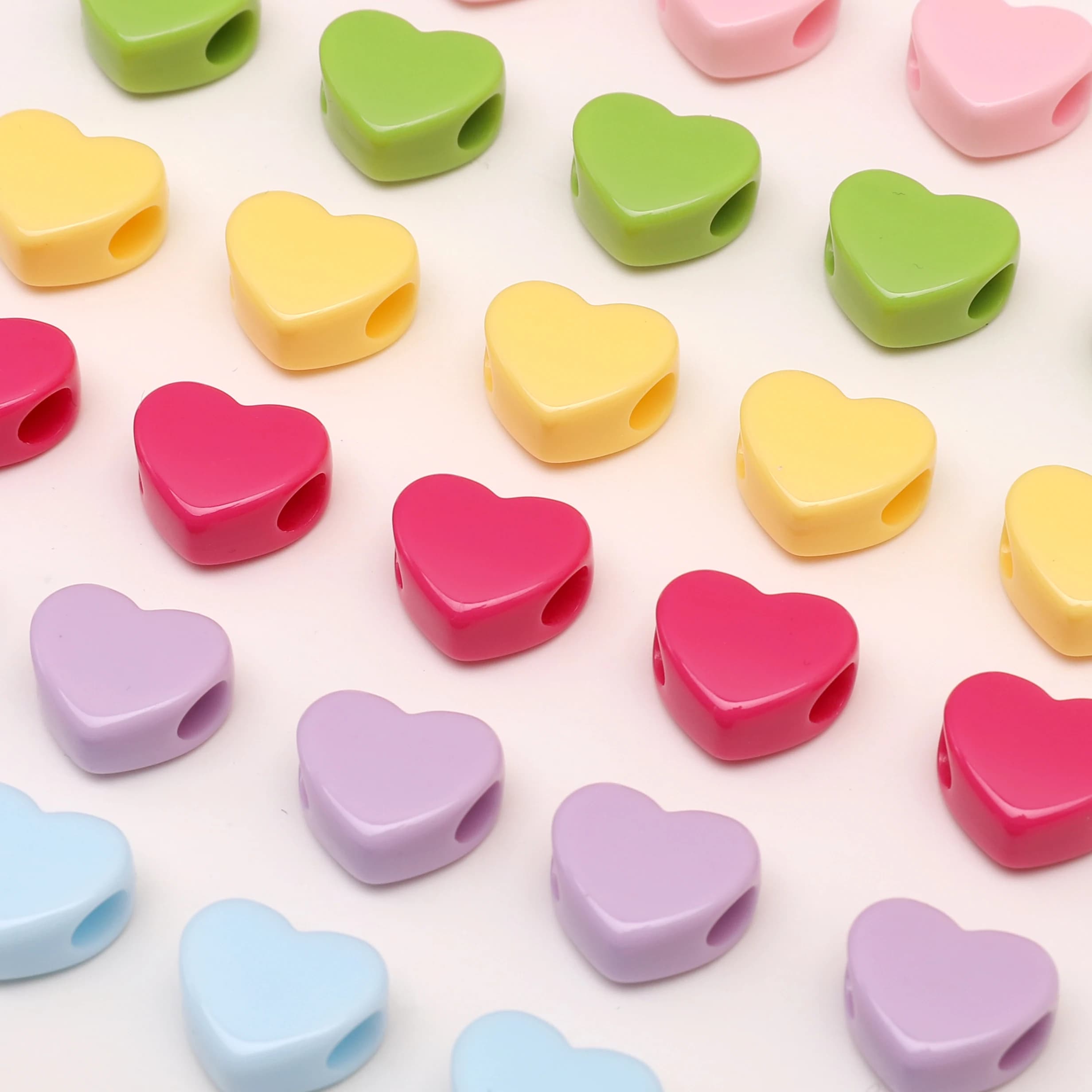 10-30 pezzi perline acriliche a forma di cuore con foro grande perline distanziatrici allentate creazione di gioielli braccialetto fai da te catena del telefono portachiavi creazione di forniture