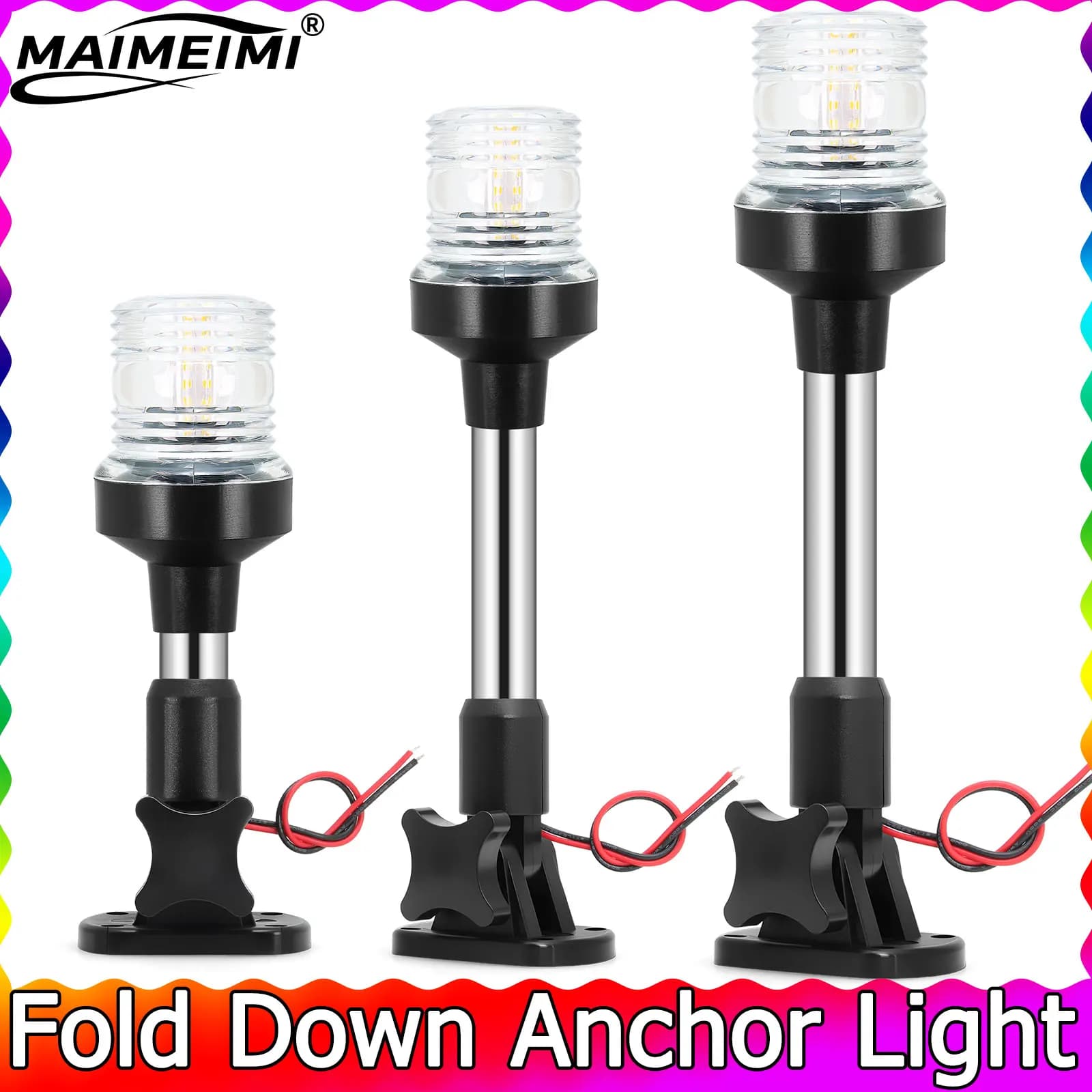 Lampada di segnalazione a vela con luce di ancoraggio pieghevole a LED da 6 pollici-12 pollici per accessori per yacht per barche marine Luce di navigazione 12-24V