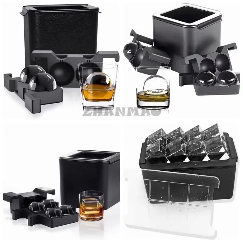 Stampo per cubetti di ghiaccio in silicone speciale per whisky, griglia per ghiaccio con diamante quadrato, senza bolle, ad alta trasparenza