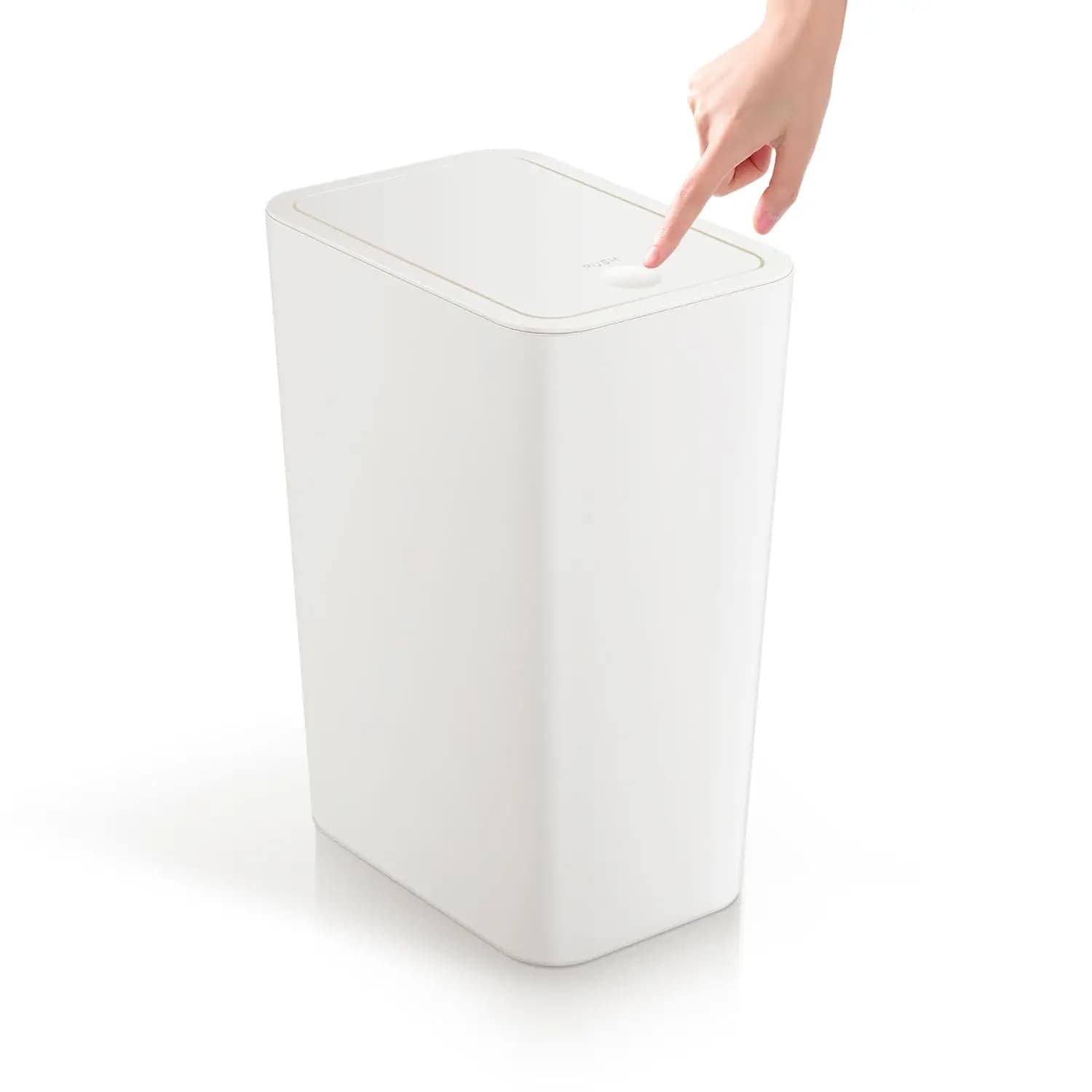 Cestino per Rifiuti da Bagno con Coperchio, 15 L (4 Galloni), Pattumiera con Coperchio a Pressione, Cestino in Plastica con Coperchio Pop-Up per Camera da Letto