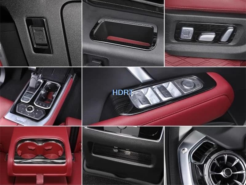 Car Styling Gear Shift pannello di controllo della finestra presa d'aria per Great Wall GWM Tank 400 2023 + interni neri in acciaio inossidabile