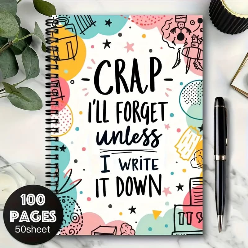 2/4 Pack of Colorful Spiral Notebooks - "I'Ll Forget the Nonsense unless I Write It Down", Vivid Design, 100 Pages, Perfect for Planning and Journaling, Ideal Gift for Friends, Daily Planner