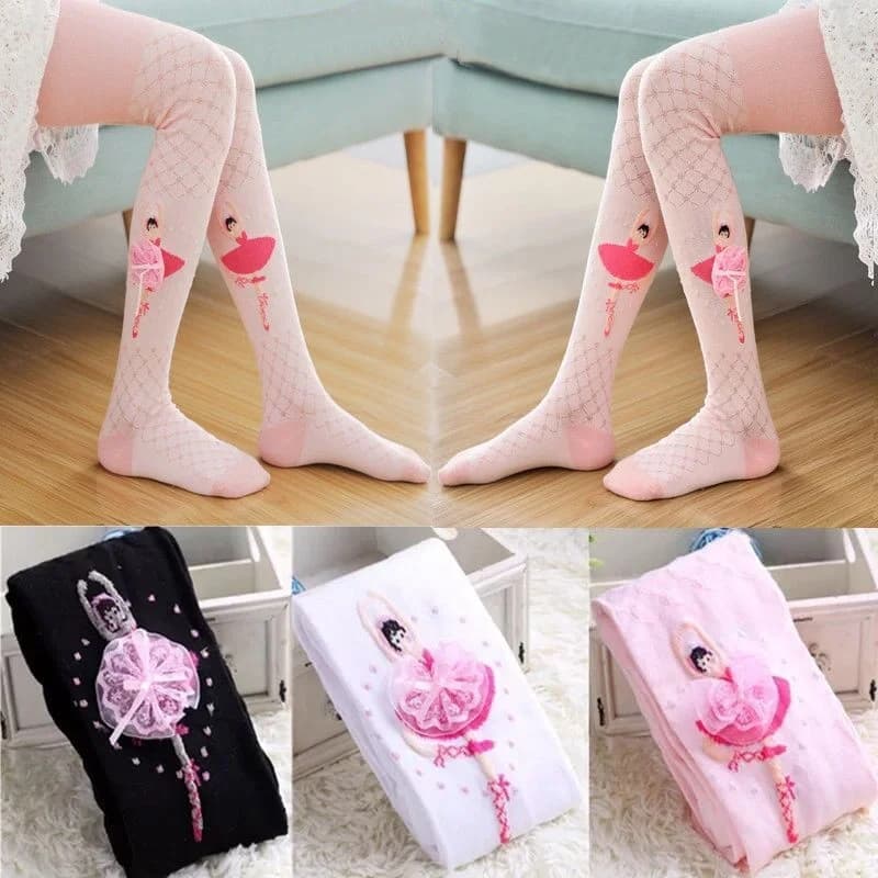 Collant alla Moda per Bambine, Primavera-Autunno, Calze da Balletto in Cotone Lavorato a Maglia, Graziose Calze da Danza Principessa, Leggings per Bambini 4-12 Anni