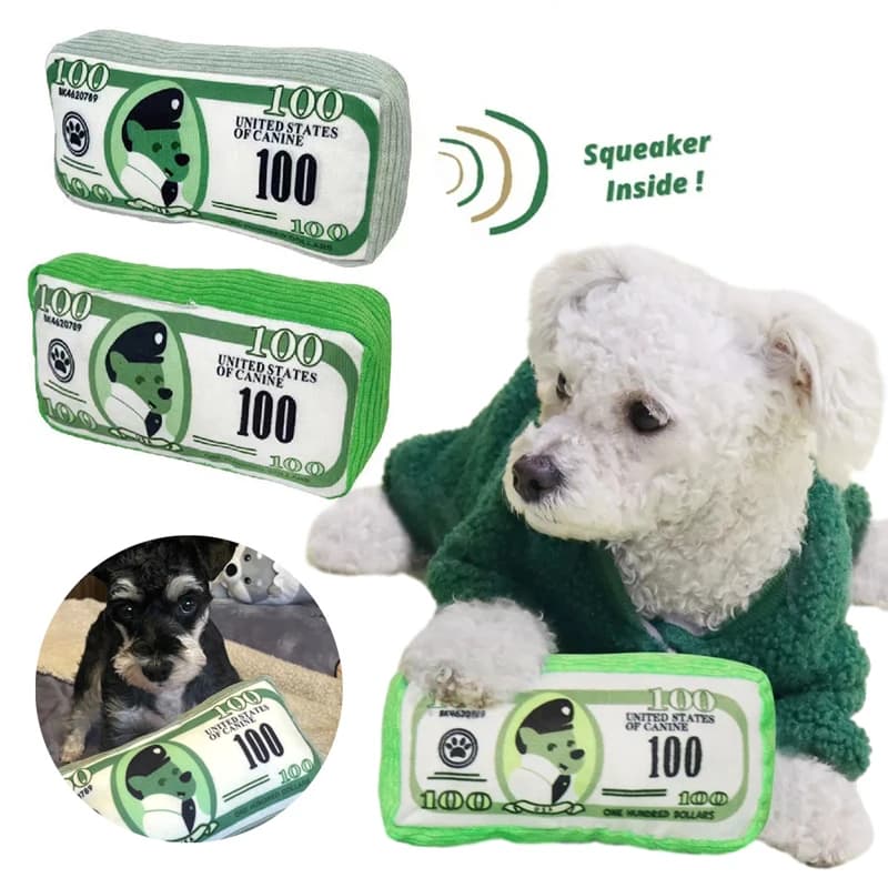Simulazione Soldi Giocattoli per cani Divertente Suono stridulo Suono Carta Resistenza al morso Masticare Giocattoli per cani Denti puliti Giocattolo per cuccioli Forniture per animali domestici