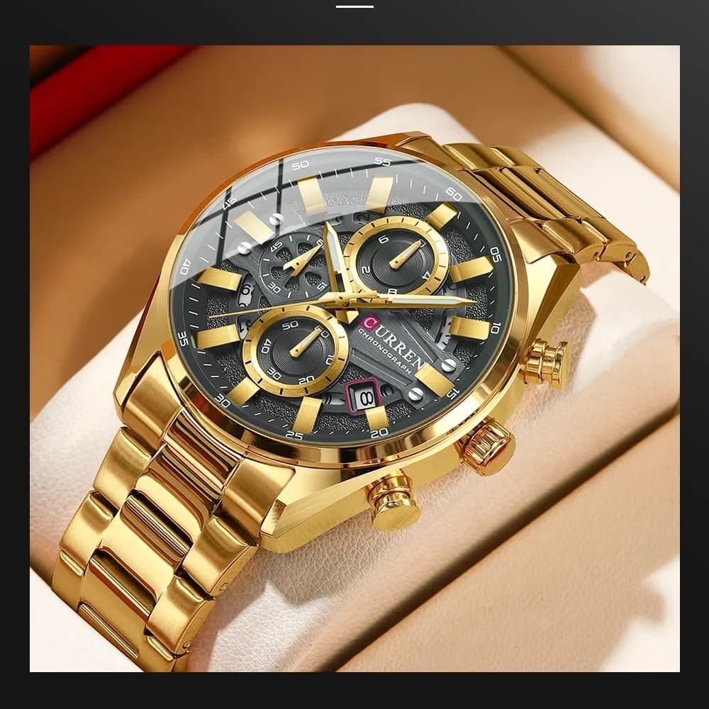 Men’s Stainless Steel Watch Business Style Waterproof Quartz Wristwatch Date Display Classic Casual Fashion Timepiece Gift