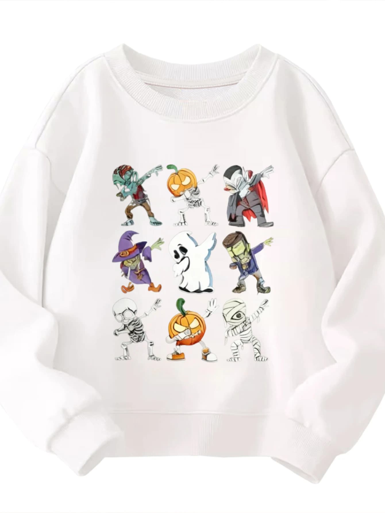 Felpa girocollo per bambini Personaggi di Halloween Danza Ragazzi Ragazze Grafica Pullover bianco per le vacanze