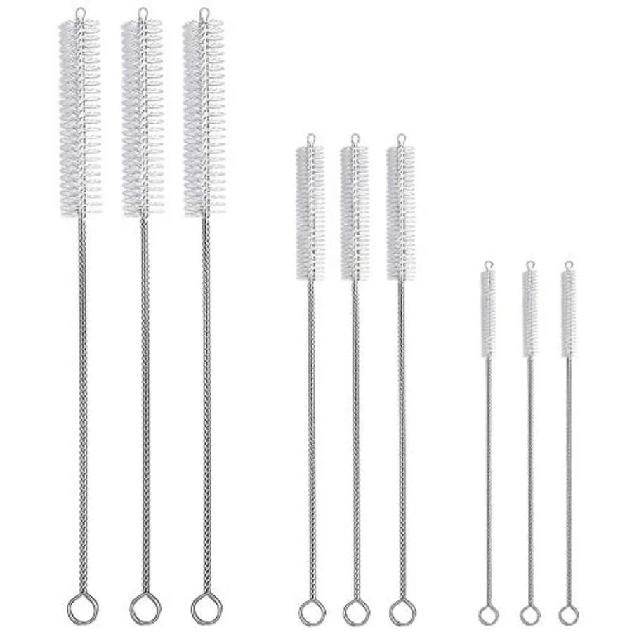 9-Piece Straw Cleaner Brush Kit - for Stanley Mug 40, 30, 20 oz, 3-Size Extra Long Pipe Cleaners, Straw Cleaning Brush for Tumb