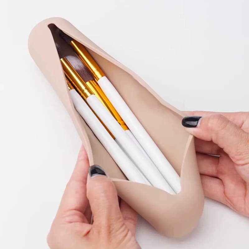 Borsa da Viaggio per Trucchi in Silicone, Custodia Organizer per Pennelli da Trucco, Essenziale da Viaggio, Impermeabile, Portatile, per Pennelli Cosmetici, Borsa da Donna