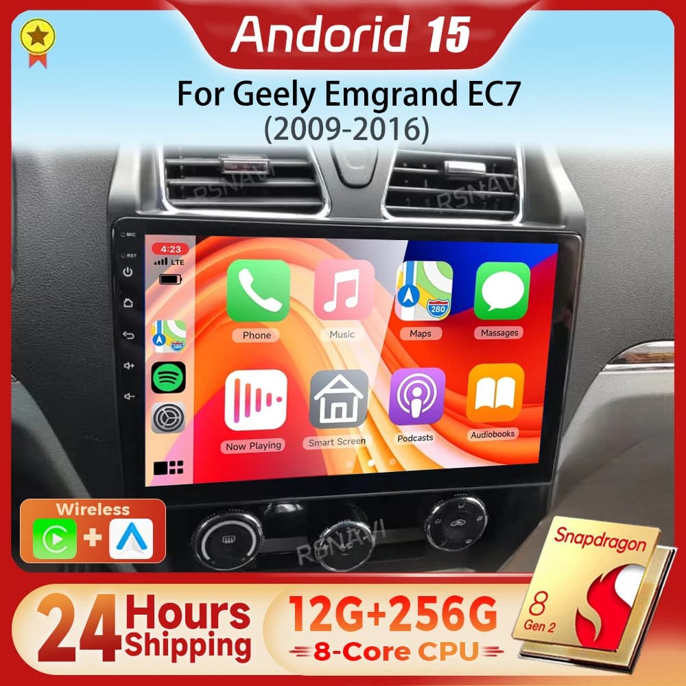 Android 15 Qualcomm Carplay Auto Autoradio Lettore Multimediale Per Geely Emgrand EC7 1 2009 - 2016 2din Autoradio GPS Stereo 2din