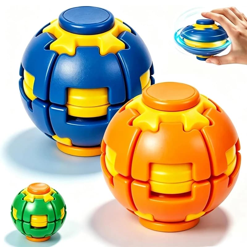 NEW Fidget Spinner Rotating Stress Ball Press To Spin Quiet Focus Autism ADHD Anxiety Cool Gadgets Adults & Kids Students Gifts