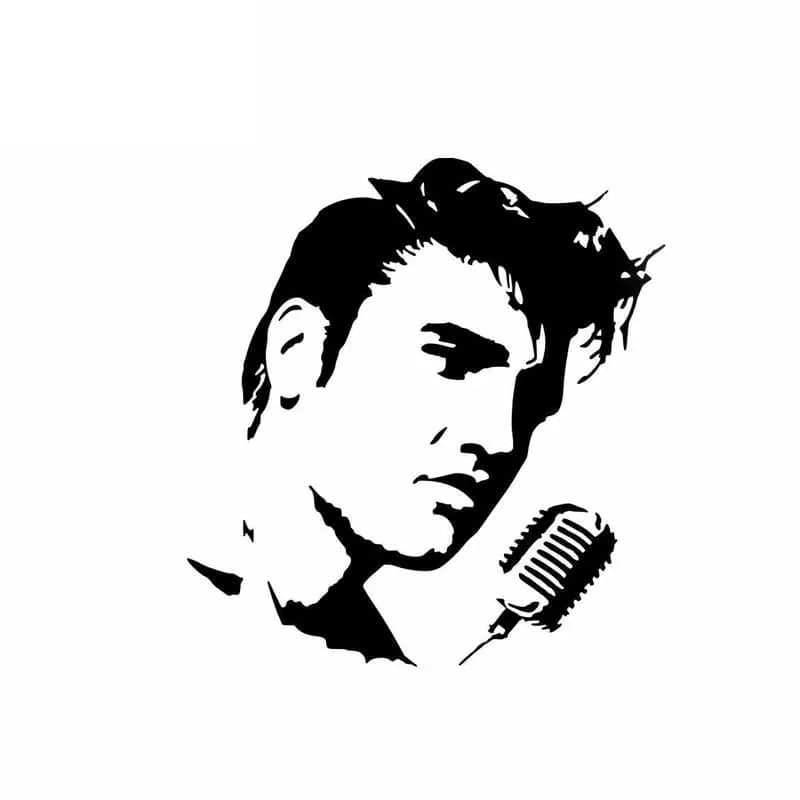 Car Stickers Decor Decalcomanie for Motorcycle Custom Fashion Elvis Decorative Accessories Creative Solar Protection PVC Waterproof, 15*14 cm