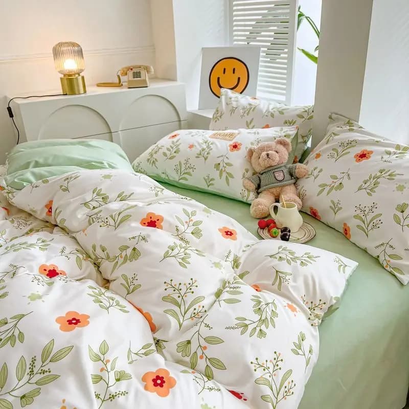 Set Bed Linen Style Floral Ins Style, Special Offer, Single Cover Kit, Double, Queen Size, No Filling, Flat Bed Sheet, Faithful, Bed Linens