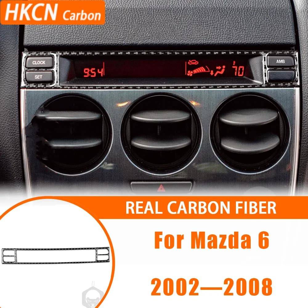 Car accessories Carbon fiber interior Central console Display surround panel Trim cover Modified adhesive for Mazda 6 2002-2008