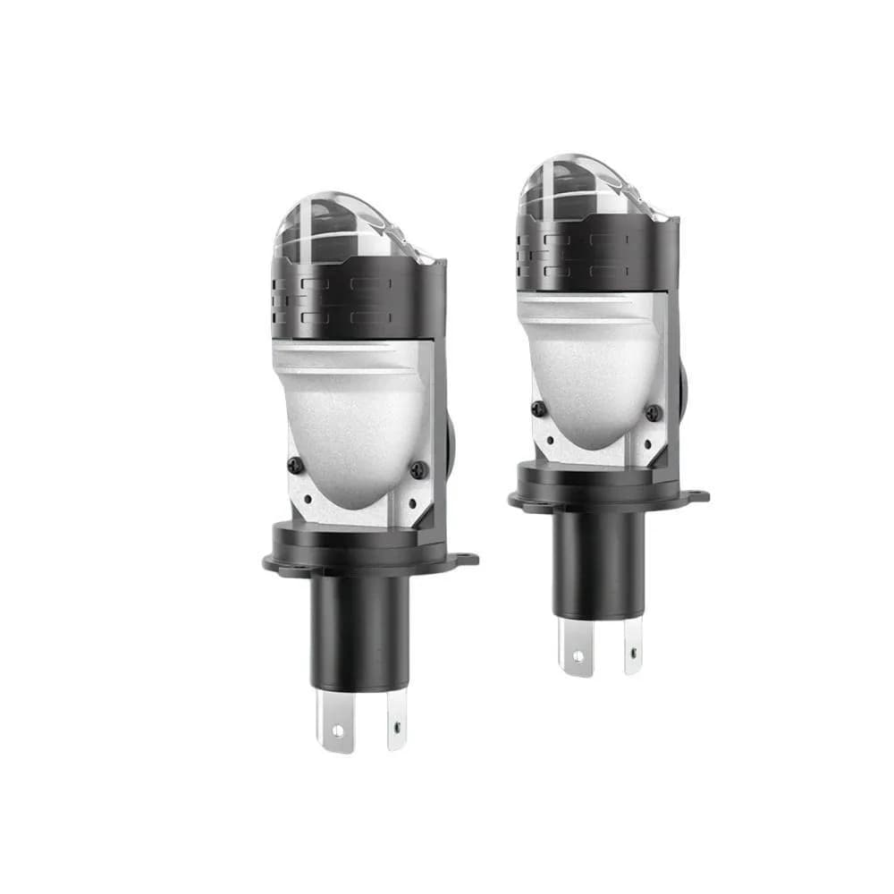Mini Proiettore Bi-LED con Lente 9003 HB2 H4, Lampadine LED 12V 60W 6000K, Abbaglianti e Anabbaglianti con Aura Rossa e Blu