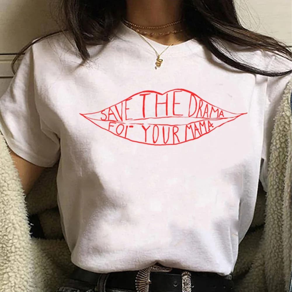 Salva il dramma per la tua mamma t-shirt da donna comico top ragazza streetwear abbigliamento y2k