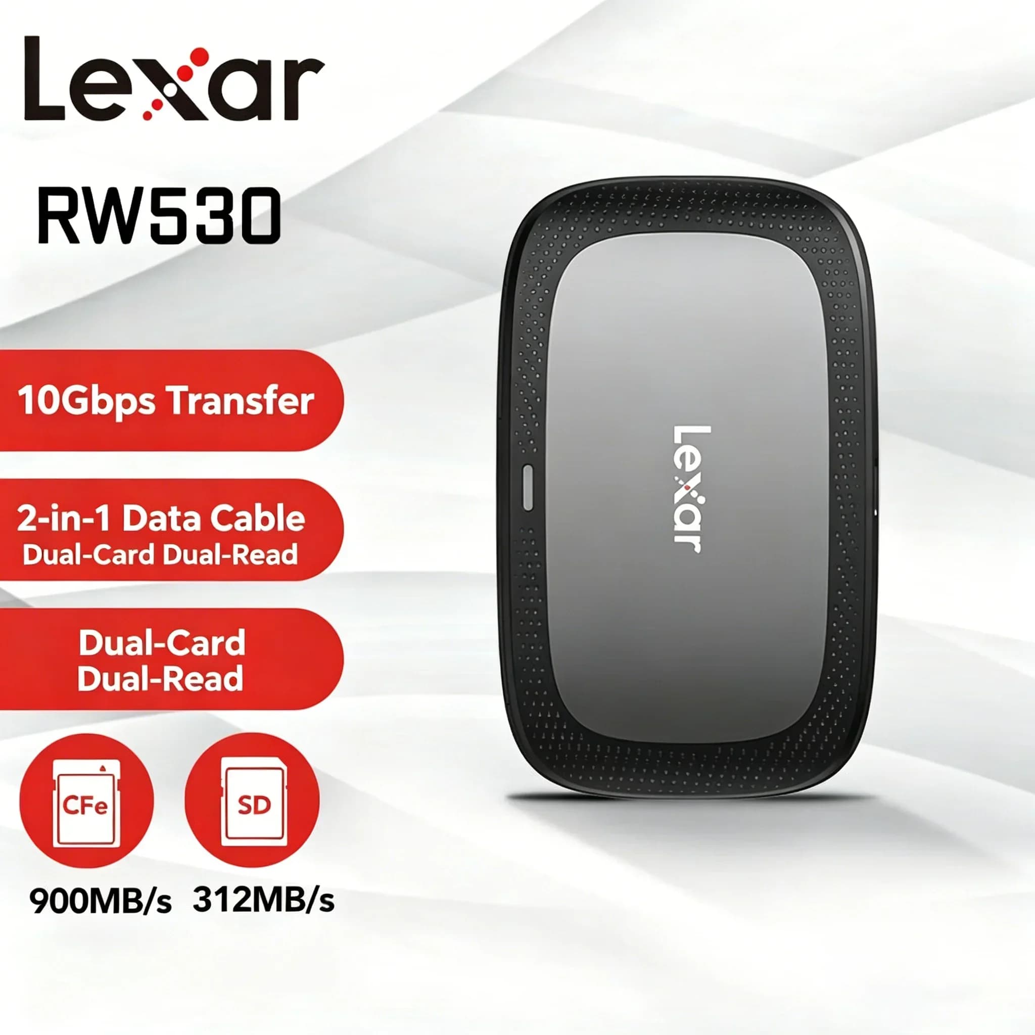 Lexar RW530 2 in 1 CFexpress Type A SD Card Reader USB 3.2 Gen2 Type C 10Gbps 8K High Speed CFE Memory Card Reader