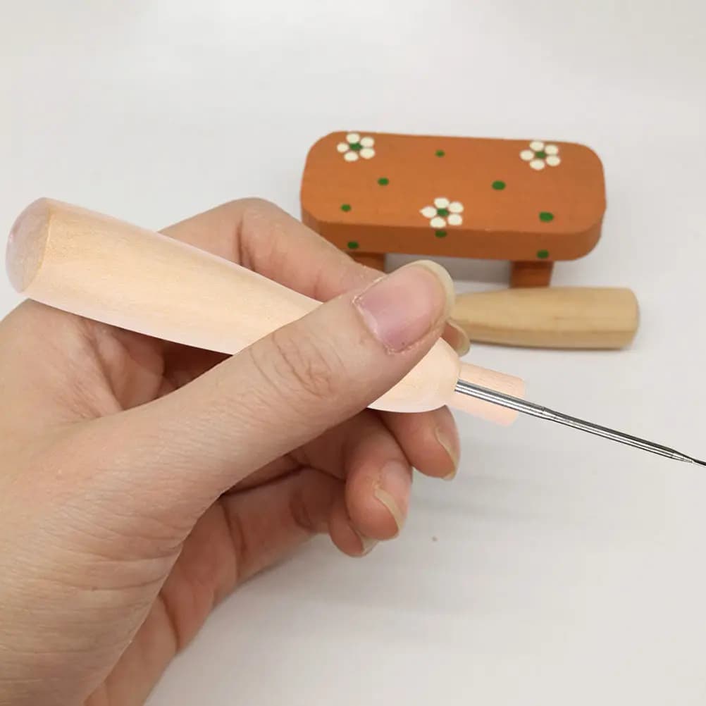 10 Pezzi Manici in Legno per Punch Needle, Manici di Ricambio per Felting, Ricamo e Lavori Artigianali, Superficie Liscia, Facile Installazione, Portatili
