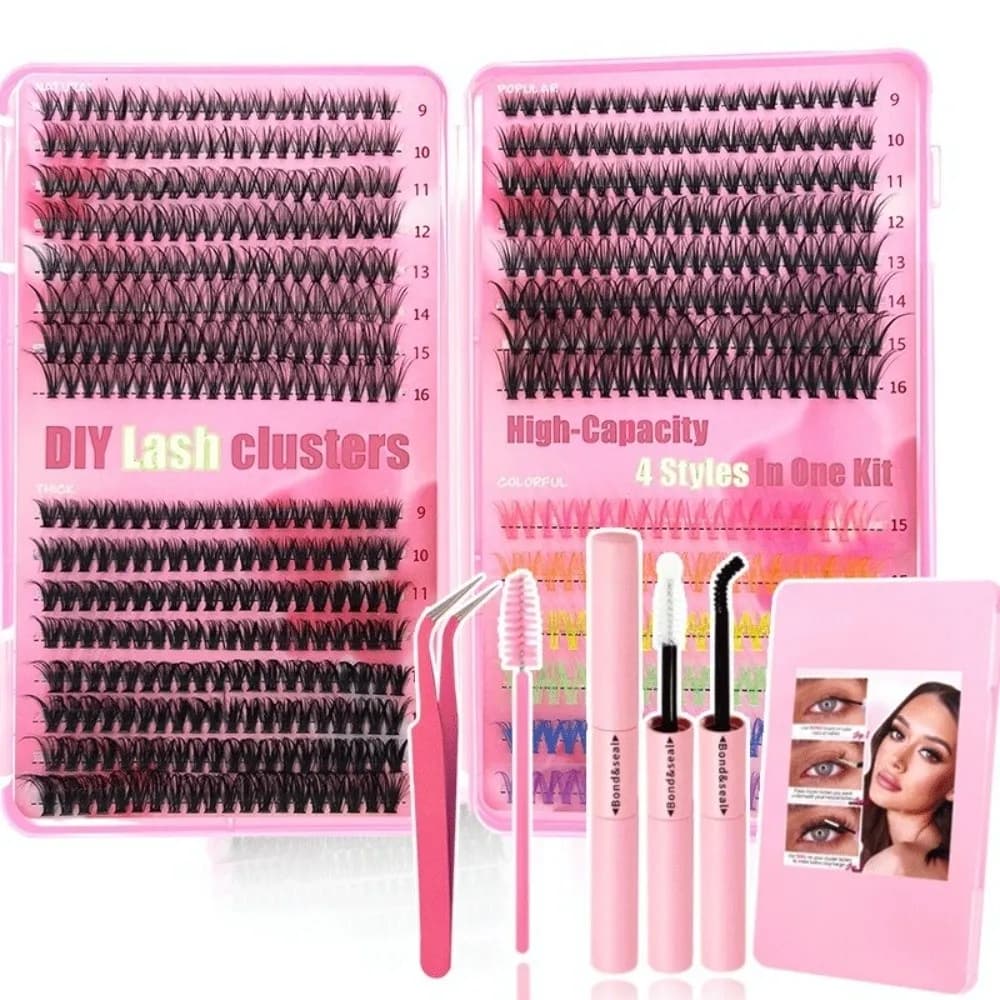 New Set of 400 Pieces Extension Eyelashes with Mixed Lengths, with Grips and Mascara, Tool for Makeup and Personal Use