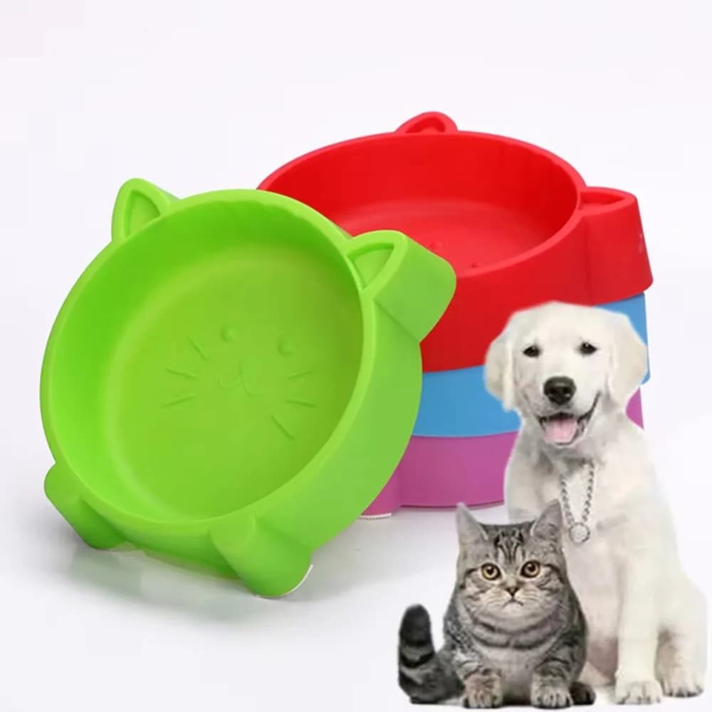 Cute Cat‑Face Pet Bowl, Non‑Slip Plastic Feeding Dish, Multicolor Food Water Bowl for Kitten Puppy Small Dogs Cats Daily Feeding