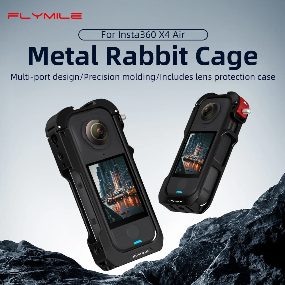 Metal Frame Rabbit Cage Protective Case For Insta360 X4 Air Camera Accessory Shake-proof Lens Protection Case Cold Shoe Adapter