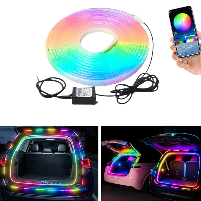 Striscia LED 4M per Bagagliaio Auto, Luce Ambientale Flessibile RGB Colorata, Decorazione Interna con Controllo APP, Accessori Auto