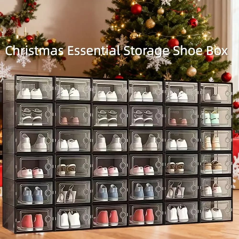 Scatole Porta Scarpe Trasparenti Impilabili, Confezione da 12, Contenitori per Sneaker, Organizzatori per Giocattoli