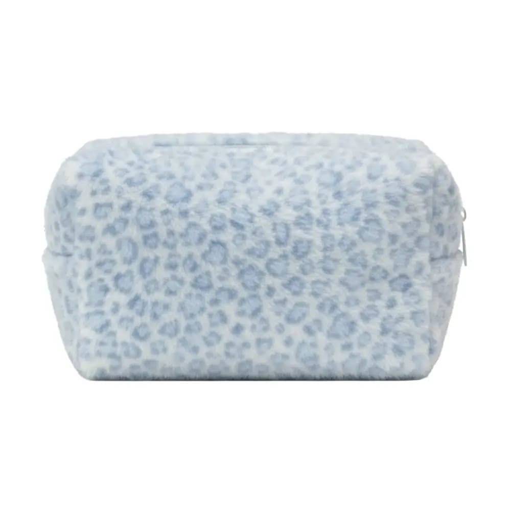 High Quality Girls Fuzzy Makeup Bag Large Capacity Portable Cosmetic Bag Leopard Print Travel Storage Pouch Travel