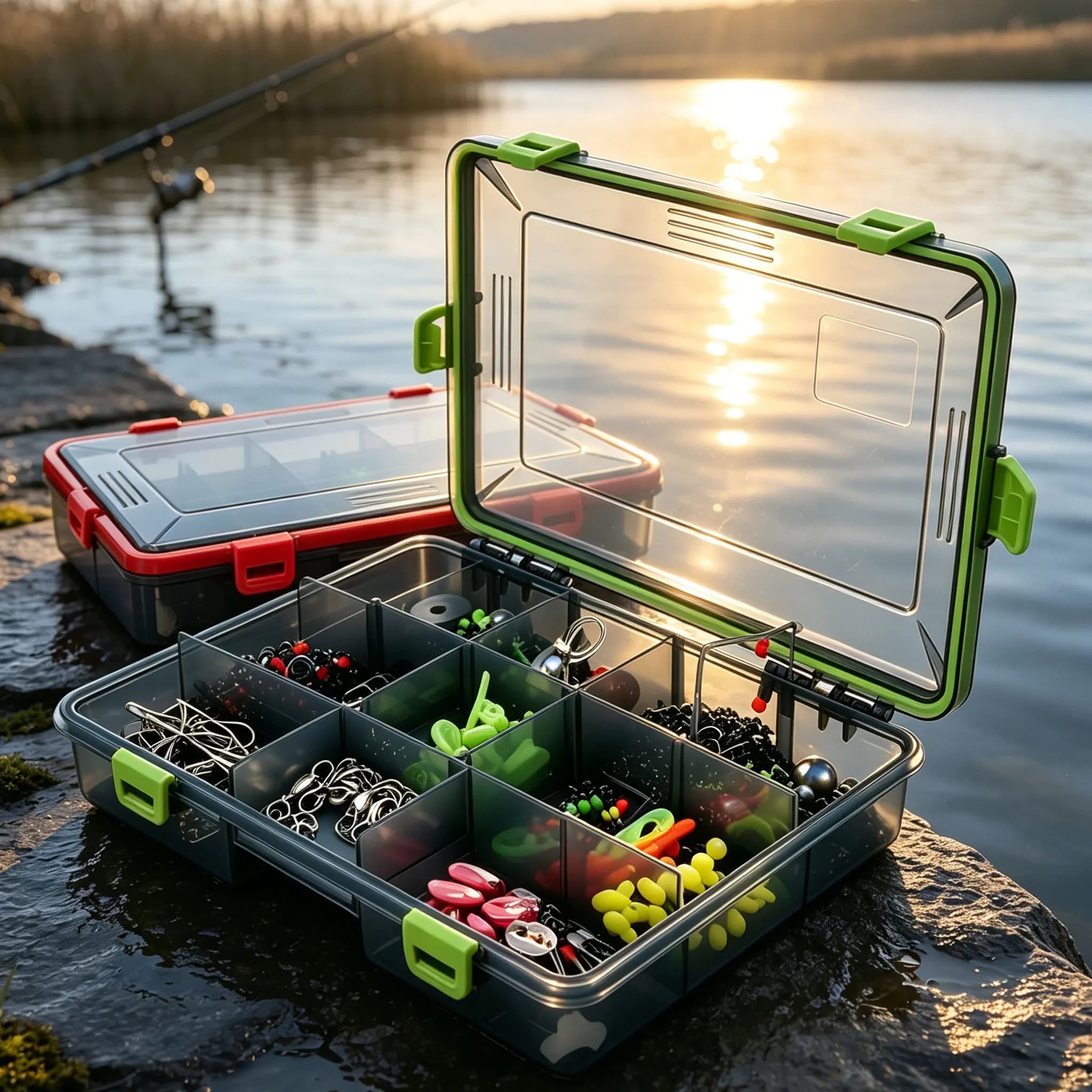 1pc Portable Fishing Bait Storage Box with Adjustable Compartments, Plastic Fishing Gear Box, Hook and Bait Sorting Container
