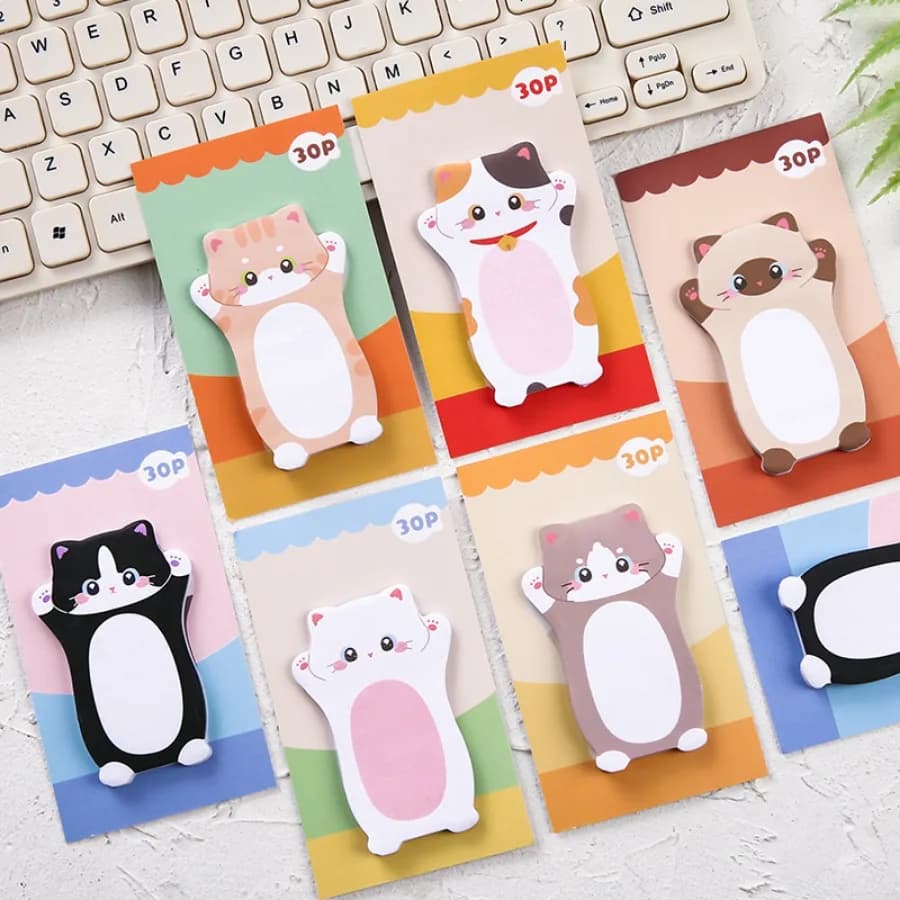 Note adesive per gatti estetici Blocco note carino Kawaii Blocco note postale divertente Cancelleria in carta Agenda giornaliera Indice Check To Do List Sticker